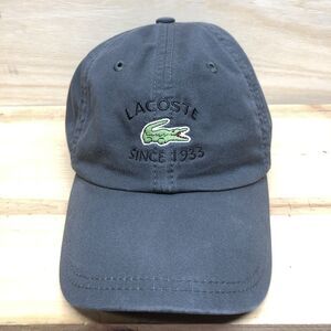 Vintage Lacoste Hat Cap Unisex Strapback Cotton Embroidered Logo Gray 90s